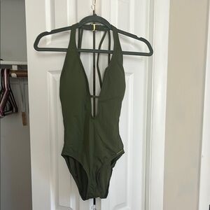 Vince Camuto Olive Green One-Piece Swimsuit